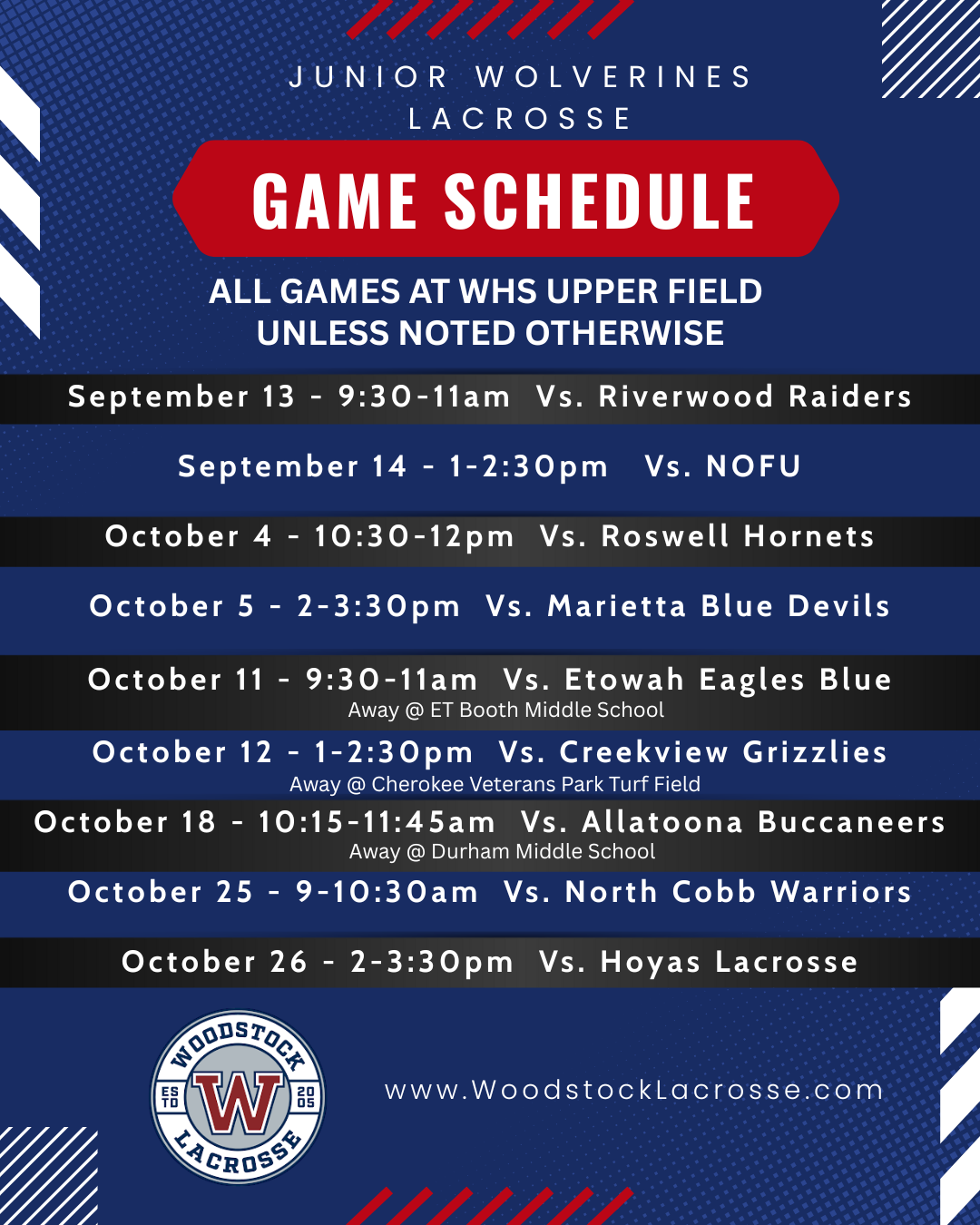 GAME SCHEDULE